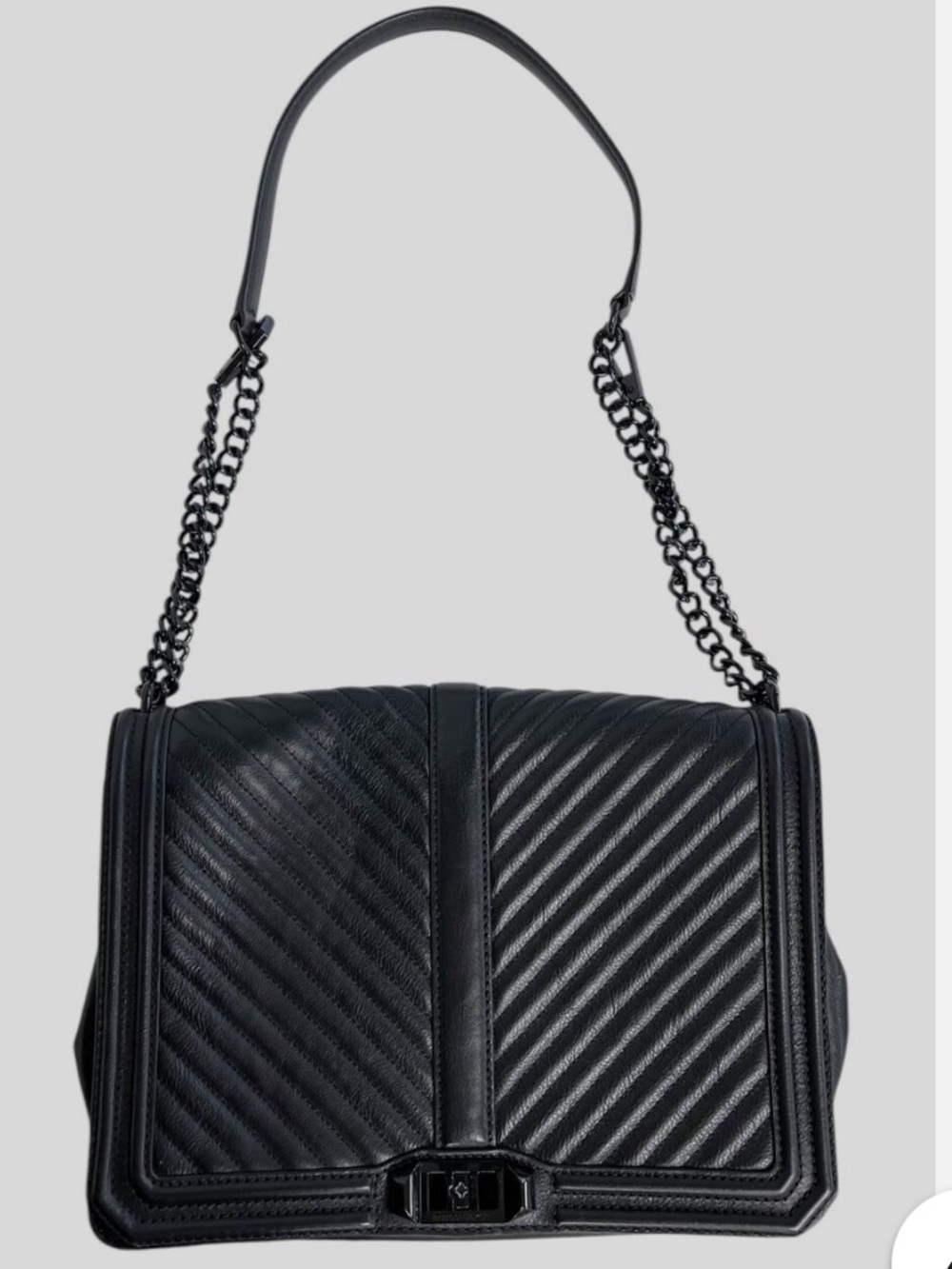 Rebecca Minkoff Chevron Quilted Small Love Crossbody Leather Bag with Strap